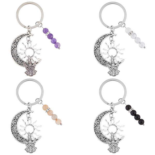 PandaHall SUPERFINDINGS 1 Set Gemstone Round Beaded Keychain, with Tibetan Style Alloy Pendant and Iron Findings, Moon & Sun & Angel...
PandaHall SUPERFINDINGS 1 Set Gemstone Round Beaded Keychain, with Tibetan Style Alloy Pendant and Iron Findings, Moon & Sun & Angel...