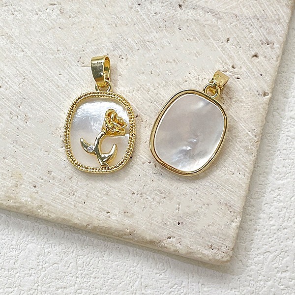 PandaHall Brass Pave White Shell Oval Pendants, Rose Charms, Golden, 23x13mm Shell Oval
PandaHall Brass Pave White Shell Oval Pendants, Rose Charms, Golden, 23x13mm Shell Oval