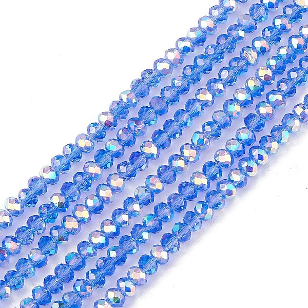 PandaHall Transparent Electroplate Glass Beads Strands, Faceted, Rondelle, AB Color Plated, Blue, 4~4.5x3~3.5mm, Hole: 0.8mm, about...
PandaHall Transparent Electroplate Glass Beads Strands, Faceted, Rondelle, AB Color Plated, Blue, 4~4.5x3~3.5mm, Hole: 0.8mm, about...