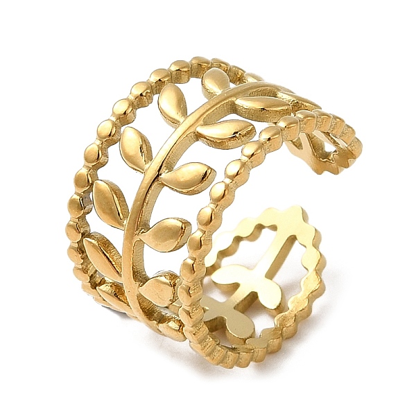 PandaHall 304 Stainless Steel Hollow Leafy Branch Open Cuff Rings for Women, Real 18K Gold Plated, US Size 3(14mm) 304 Stainless Steel Ring
PandaHall 304 Stainless Steel Hollow Leafy Branch Open Cuff Rings for Women, Real 18K Gold Plated, US Size 3(14mm) 304 Stainless Steel Ring