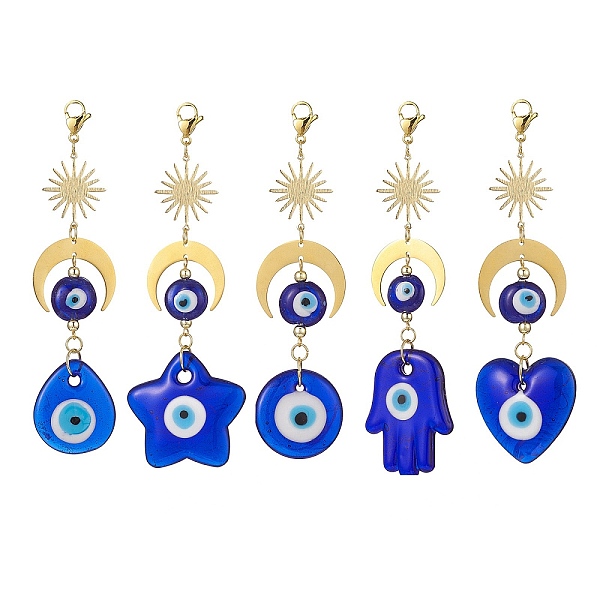 PandaHall Handmade Evil Eye Lampwork Pendant Decoration Sets, Sun and Moon Charm Decoration, Teardrop & Star & Flat Round & Hamsa Hand &...
PandaHall Handmade Evil Eye Lampwork Pendant Decoration Sets, Sun and Moon Charm Decoration, Teardrop & Star & Flat Round & Hamsa Hand &...