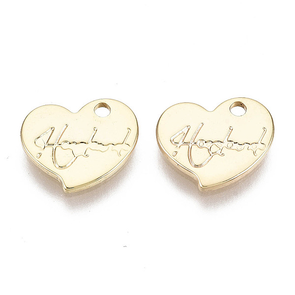 PandaHall Brass Charms, Nickel Free, Heart with Word, Real 18K Gold Plated, 8x9.5x1mm, Hole: 1.2mm Brass Heart
PandaHall Brass Charms, Nickel Free, Heart with Word, Real 18K Gold Plated, 8x9.5x1mm, Hole: 1.2mm Brass Heart