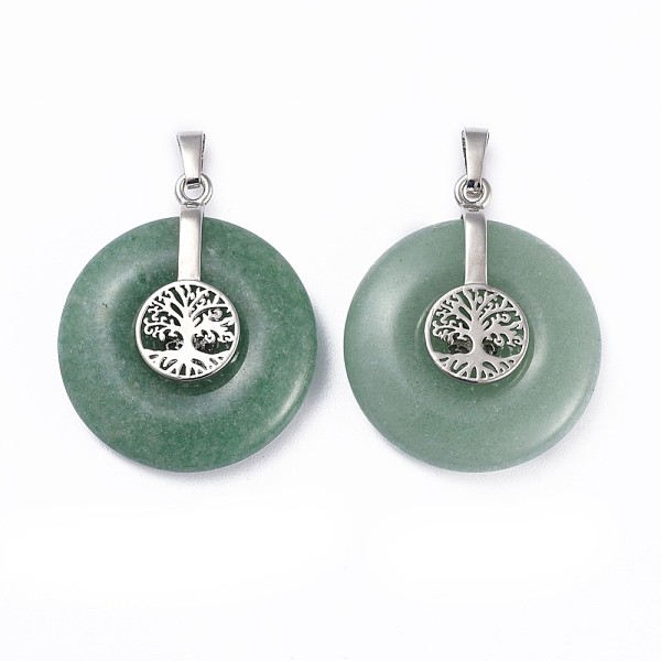 PandaHall Natural Quartz Crystal Pendants, with Platinum Tone Brass Findings, Donut/Pi Disc with Tree of Life, 35.5x30x8.5~9.5mm, Hole..., Green
PandaHall Natural Quartz Crystal Pendants, with Platinum Tone Brass Findings, Donut/Pi Disc with Tree of Life, 35.5x30x8.5~9.5mm, Hole..., Green