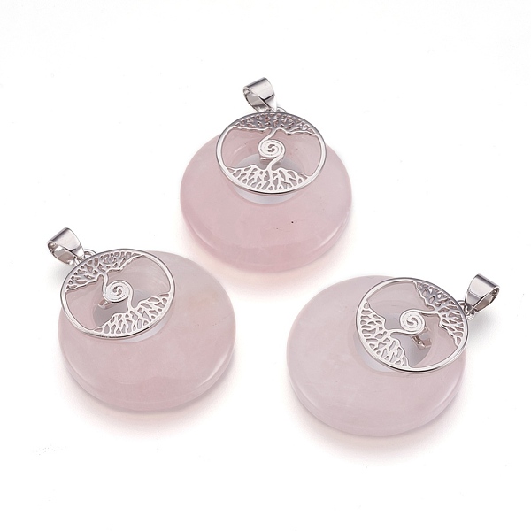 PandaHall Natural Rose Quartz Pendants, with Platinum Tone Brass Findings, Flat Round with Tree of Life, 32x28x6mm, Hole: 4x5mm Rose Quartz..., Pink
PandaHall Natural Rose Quartz Pendants, with Platinum Tone Brass Findings, Flat Round with Tree of Life, 32x28x6mm, Hole: 4x5mm Rose Quartz..., Pink