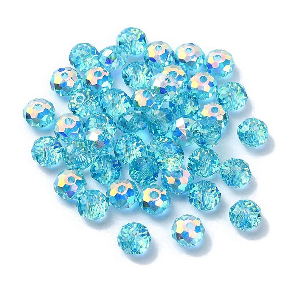 PandaHall AB Color Plated Glass Beads, Faceted Rondelle, Dark Turquoise, 6x4mm, Hole: 1.4mm Glass Rondelle
PandaHall AB Color Plated Glass Beads, Faceted Rondelle, Dark Turquoise, 6x4mm, Hole: 1.4mm Glass Rondelle