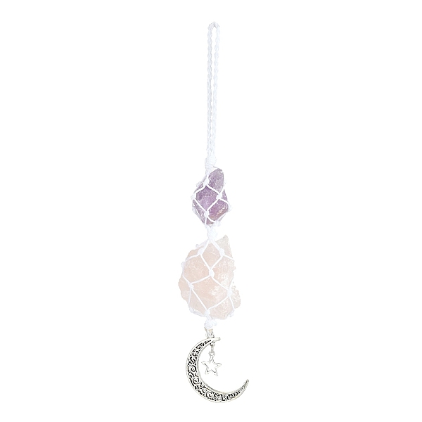 PandaHall Nuggets Natural Gemstone Pocket Pendant Decorations, Moon Star Alloy Charms and Nylon Thread Hanging Ornaments, 205~215mm Amethyst...
PandaHall Nuggets Natural Gemstone Pocket Pendant Decorations, Moon Star Alloy Charms and Nylon Thread Hanging Ornaments, 205~215mm Amethyst...