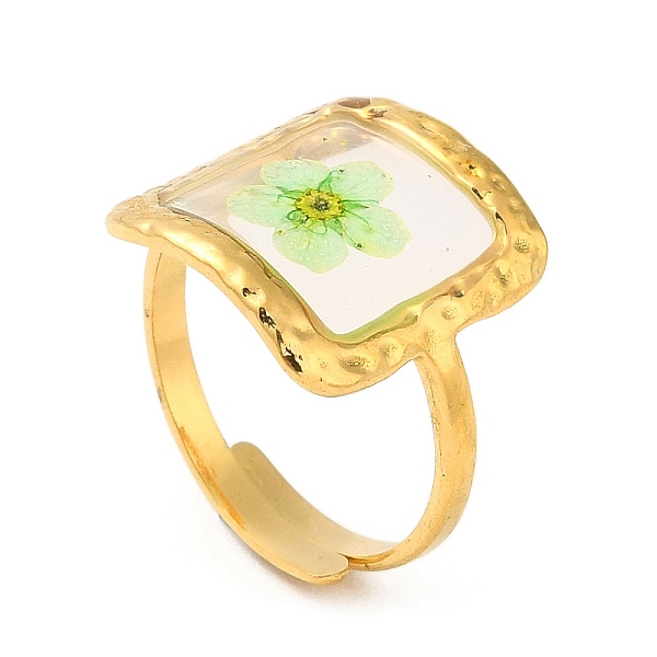 PandaHall Pale Green Square Epoxy Resin with Dry Flower Adjustable Rings, Ion Plating(IP) 316 Surgical Stainless Steel Ring, Real 18K Gold...
PandaHall Pale Green Square Epoxy Resin with Dry Flower Adjustable Rings, Ion Plating(IP) 316 Surgical Stainless Steel Ring, Real 18K Gold...