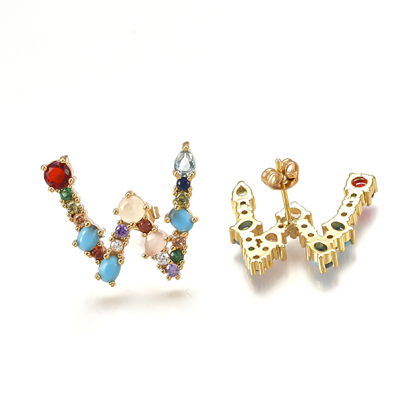 PandaHall (Jewelry Parties Factory Sale)Brass Micro Pave Cubic Zirconia Ear Studs, Alphabet, Real 18K Gold Plated, Letter.W, 19.5x22x3mm...
PandaHall (Jewelry Parties Factory Sale)Brass Micro Pave Cubic Zirconia Ear Studs, Alphabet, Real 18K Gold Plated, Letter.W, 19.5x22x3mm...