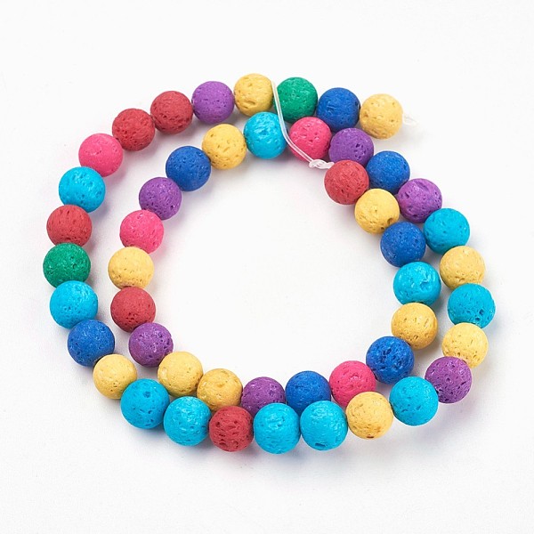 PandaHall Natural Lava Rock Beads Strands, Dyed, Round, Mixed Color, 8mm, Hole: 1mm Lava Rock Round Multicolor
PandaHall Natural Lava Rock Beads Strands, Dyed, Round, Mixed Color, 8mm, Hole: 1mm Lava Rock Round Multicolor