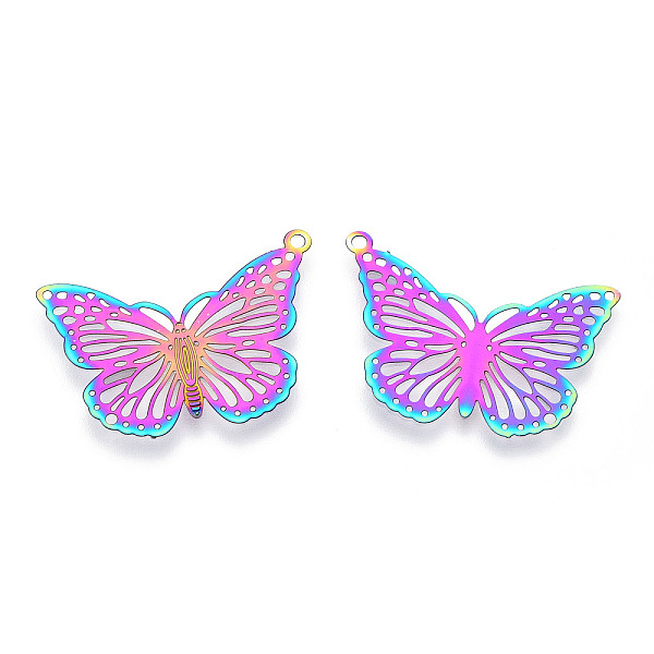 PandaHall Ion Plating(IP) 304 Stainless Steel Filigree Pendants, Etched Metal Embellishments, Butterfly Charm, Rainbow Color, 18.5x26x0.3mm...
PandaHall Ion Plating(IP) 304 Stainless Steel Filigree Pendants, Etched Metal Embellishments, Butterfly Charm, Rainbow Color, 18.5x26x0.3mm...