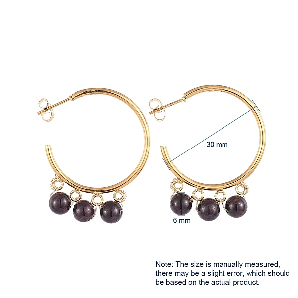 PandaHall Stud Earrings, Half Hoop Earrings, with Natural Garnete Beads, Golden Plated 304 Stainless Steel Stud Earring Findings and Copper...
PandaHall Stud Earrings, Half Hoop Earrings, with Natural Garnete Beads, Golden Plated 304 Stainless Steel Stud Earring Findings and Copper...