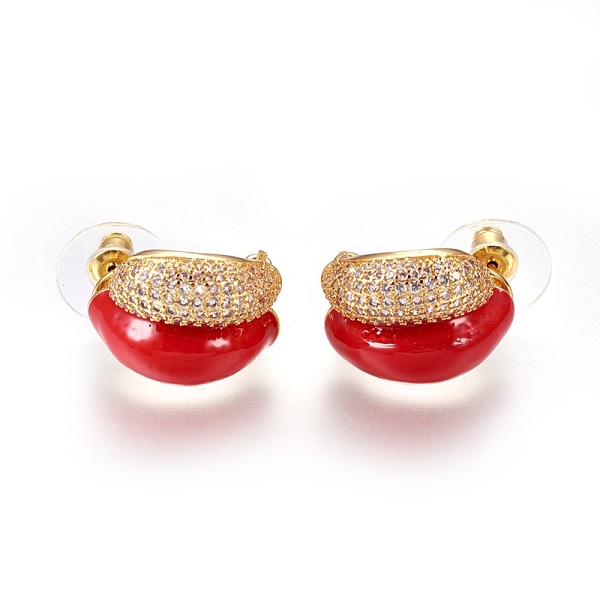 PandaHall Brass Micro Pave Cubic Zirconia Stud Earrings, with Enamel, Golden, Red, 19x15x15mm, Pin: 0.7mm Cubic Zirconia Red
PandaHall Brass Micro Pave Cubic Zirconia Stud Earrings, with Enamel, Golden, Red, 19x15x15mm, Pin: 0.7mm Cubic Zirconia Red