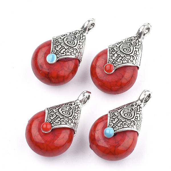 PandaHall Tibetan Style Resin Pendants, with Alloy & Enamel, teardrop, Antique Silver, Red, 28x16x14mm, Hole: 2~3.5mm Resin Teardrop Red
PandaHall Tibetan Style Resin Pendants, with Alloy & Enamel, teardrop, Antique Silver, Red, 28x16x14mm, Hole: 2~3.5mm Resin Teardrop Red