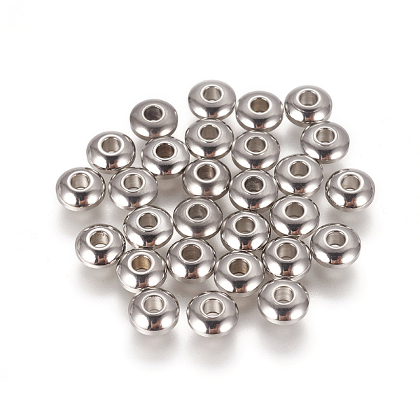 PandaHall 304 Stainless Steel Smooth Rondelle Beads, Stainless Steel Color, 6x3mm, Hole: 1mm 304 Stainless Steel Rondelle
PandaHall 304 Stainless Steel Smooth Rondelle Beads, Stainless Steel Color, 6x3mm, Hole: 1mm 304 Stainless Steel Rondelle