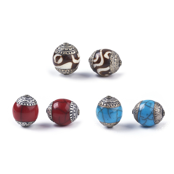 PandaHall Tibetan Style Beads, with Brass, Synthetic Turquoise, Oval, Antique Silver, Mixed Color, 18~20x15~16mm, Hole: 1.4mm Synthetic..., Multicolor
PandaHall Tibetan Style Beads, with Brass, Synthetic Turquoise, Oval, Antique Silver, Mixed Color, 18~20x15~16mm, Hole: 1.4mm Synthetic..., Multicolor