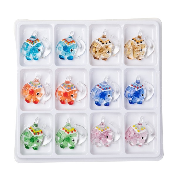 PandaHall Handmade Lampwork Pendants, Elephant, Inner Flower, Mixed Color, 40x43x15mm, Hole: 6mm, 12pcs/box Lampwork Elephant Multicolor
PandaHall Handmade Lampwork Pendants, Elephant, Inner Flower, Mixed Color, 40x43x15mm, Hole: 6mm, 12pcs/box Lampwork Elephant Multicolor