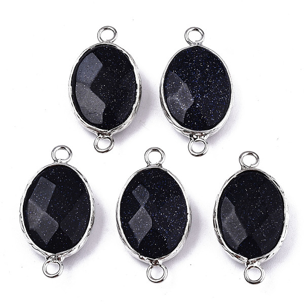PandaHall Synthetic Blue Goldstone Links/Connectors, Platinum Tone Brass Edge, Faceted Oval, 27.5x14~15x6mm, Hole: 2mm Blue Goldstone Oval
PandaHall Synthetic Blue Goldstone Links/Connectors, Platinum Tone Brass Edge, Faceted Oval, 27.5x14~15x6mm, Hole: 2mm Blue Goldstone Oval