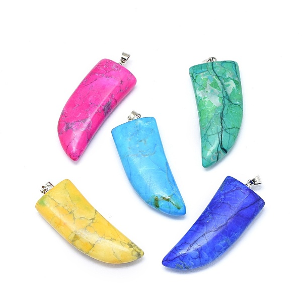 PandaHall Synthetic Turquoise Pendants, with Brass Findings, Dyed, Scabbard/Tusk Shape, Platinum, 39.5~46.5x16~17x7.5~8mm, Hole: 3.5x4.5mm...
PandaHall Synthetic Turquoise Pendants, with Brass Findings, Dyed, Scabbard/Tusk Shape, Platinum, 39.5~46.5x16~17x7.5~8mm, Hole: 3.5x4.5mm...