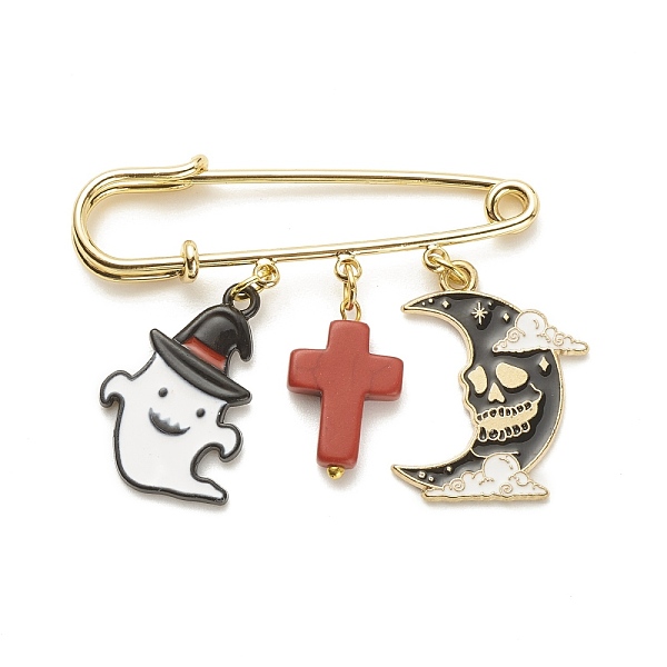 PandaHall Halloween Ghost & Skull Moon Alloy Enamel Charm Safety Pin with Synthetic Turquoise Cross, Brass Sweater Shawl Clips for Women..., Multicolor
PandaHall Halloween Ghost & Skull Moon Alloy Enamel Charm Safety Pin with Synthetic Turquoise Cross, Brass Sweater Shawl Clips for Women..., Multicolor