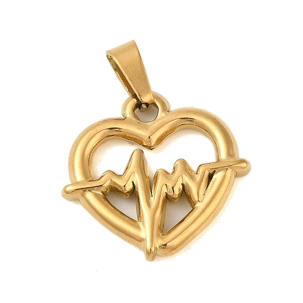 PandaHall Ion Plating(IP) 304 Stainless Steel Pendants, Heart with Heartbeat Charm, Golden, 17x18x2.5mm, Hole: 6x3mm 304 Stainless Steel...
PandaHall Ion Plating(IP) 304 Stainless Steel Pendants, Heart with Heartbeat Charm, Golden, 17x18x2.5mm, Hole: 6x3mm 304 Stainless Steel...