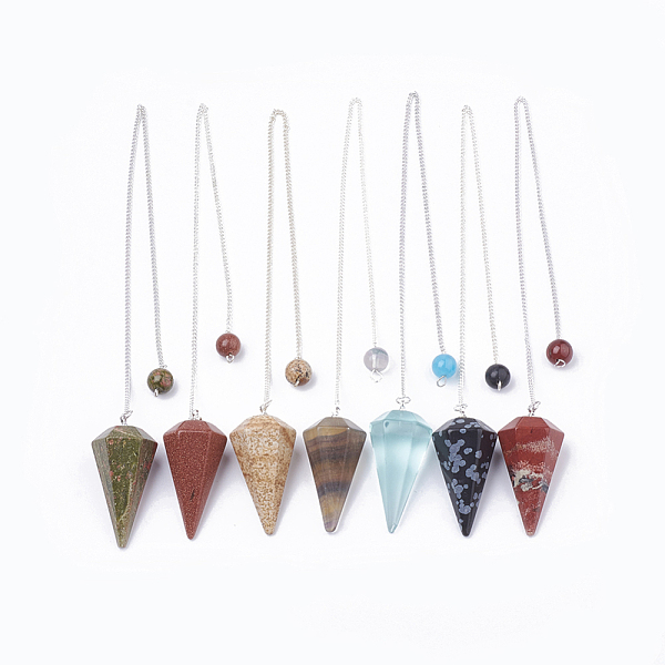 PandaHall Natural & Synthetic Mixed Stone Hexagonal Pointed Dowsing Pendulums, with Copper Clad Iron Cross Chains, Cone/Spike, Platinum...
PandaHall Natural & Synthetic Mixed Stone Hexagonal Pointed Dowsing Pendulums, with Copper Clad Iron Cross Chains, Cone/Spike, Platinum...