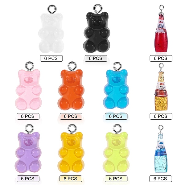 PandaHall DIY Resin Pendants Sets, with Platinum Tone Iron Loop, Winebottle & Bear, Mixed Color, 20.5~35x10.5~11.5x7~10.5mm, hole: 2~2.5mm..., Multicolor
PandaHall DIY Resin Pendants Sets, with Platinum Tone Iron Loop, Winebottle & Bear, Mixed Color, 20.5~35x10.5~11.5x7~10.5mm, hole: 2~2.5mm..., Multicolor