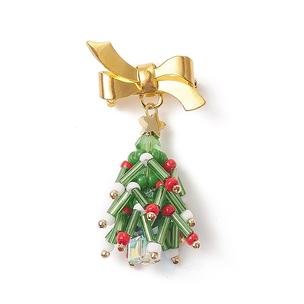 PandaHall Christmas Theme Glass Beaded Tree Brooch, Golden Brass Bowknot Lapel Pin for Backpack Clothes, Colorful, 49mm Glass 
PandaHall Christmas Theme Glass Beaded Tree Brooch, Golden Brass Bowknot Lapel Pin for Backpack Clothes, Colorful, 49mm Glass