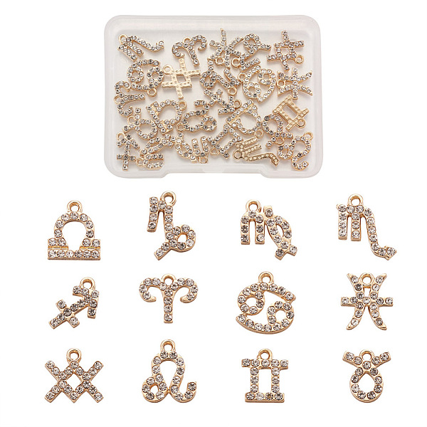 PandaHall Zinc Alloy Pendants, with Crystal Glass Rhineston, Constellation, Golden, 10~14x7.5~12.5x2mm, Hole: 1.2mm, 12pcs/set, 2sets..., Clear
PandaHall Zinc Alloy Pendants, with Crystal Glass Rhineston, Constellation, Golden, 10~14x7.5~12.5x2mm, Hole: 1.2mm, 12pcs/set, 2sets..., Clear