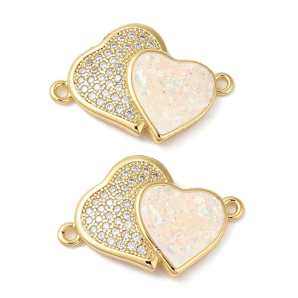 PandaHall Rack Plating Brass Micro Pave Clear Cubic Zirconia Connector Charms, Double Heart Links with Synthetic Opal, Real 18K Gold Plated..., White
PandaHall Rack Plating Brass Micro Pave Clear Cubic Zirconia Connector Charms, Double Heart Links with Synthetic Opal, Real 18K Gold Plated..., White