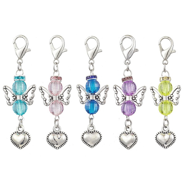 PandaHall Acrylic Pendant Decoration, Alloy Pendants & Zinc Alloy Lobster Claw Clasps Charm, Angel with Heart, Mixed Color, 60~60.5mm..., Multicolor
PandaHall Acrylic Pendant Decoration, Alloy Pendants & Zinc Alloy Lobster Claw Clasps Charm, Angel with Heart, Mixed Color, 60~60.5mm..., Multicolor