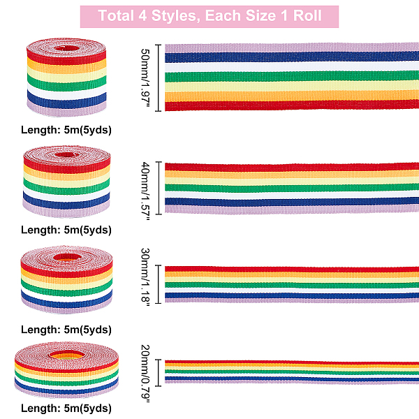 PandaHall AHANDMAKER 20 Meters Rainbow Ribbon Double Face Polyester Ribbon Grosgrain Stripe Ribbon for Arts Crafts DIY, Gift Wrapping and...
PandaHall AHANDMAKER 20 Meters Rainbow Ribbon Double Face Polyester Ribbon Grosgrain Stripe Ribbon for Arts Crafts DIY, Gift Wrapping and...