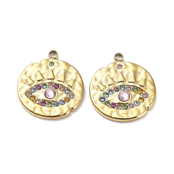 PandaHall Ion Plating(IP) 304 Stainless Steel Pendants, with Colorful Rhinestone, Flat Round with Eye Charm, Real 18K Gold Plated..., Multicolor
PandaHall Ion Plating(IP) 304 Stainless Steel Pendants, with Colorful Rhinestone, Flat Round with Eye Charm, Real 18K Gold Plated..., Multicolor