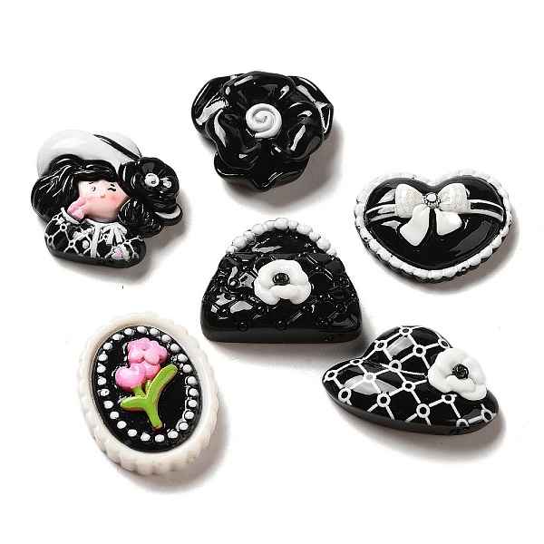 PandaHall Opaque Resin Decoden Cabochons, Flower & Lady & Hat, Mixed Shapes, Black, 19~27x22~30x8~9.5mm Resin Mixed Shapes Black
PandaHall Opaque Resin Decoden Cabochons, Flower & Lady & Hat, Mixed Shapes, Black, 19~27x22~30x8~9.5mm Resin Mixed Shapes Black