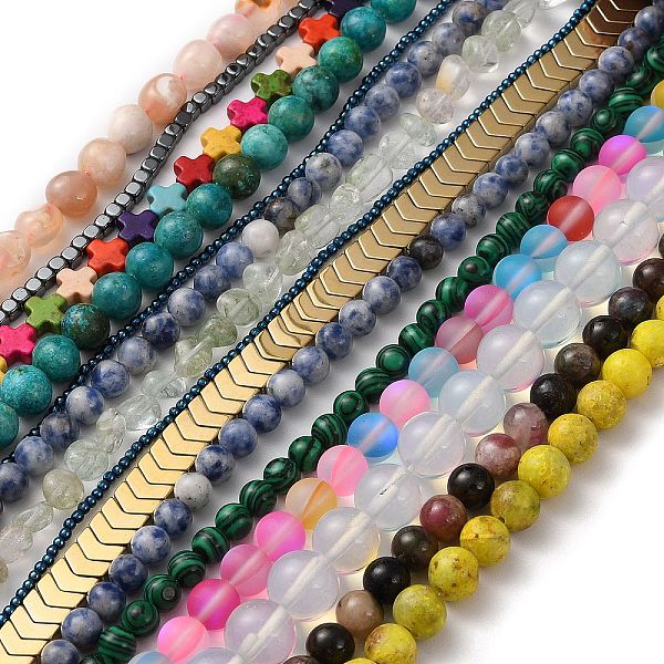 PandaHall 3 Strands Natural & Synthetic Mixed Gemstone Beads Strands, Round & Cross & Oval, Mixed Shapes, Mixed Dyed and Undyed...
PandaHall 3 Strands Natural & Synthetic Mixed Gemstone Beads Strands, Round & Cross & Oval, Mixed Shapes, Mixed Dyed and Undyed...