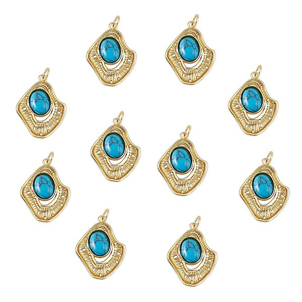 PandaHall Brass Synthetic Turquoise Pendants, Long-Lasting Plated, Real 12K Gold Plated, Nuggets, 24x18x5mm, Hole: 3.5mm, 10pcs/box...
PandaHall Brass Synthetic Turquoise Pendants, Long-Lasting Plated, Real 12K Gold Plated, Nuggets, 24x18x5mm, Hole: 3.5mm, 10pcs/box...