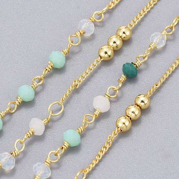PandaHall 3.28 Feet Handmade Brass Curb Chains, with Faceted Glass Links, Brass Beads, Soldered, Long-Lasting Plated, Real 18K Gold Plated...
PandaHall 3.28 Feet Handmade Brass Curb Chains, with Faceted Glass Links, Brass Beads, Soldered, Long-Lasting Plated, Real 18K Gold Plated...