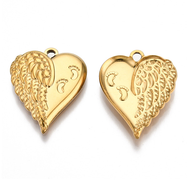 PandaHall 201 Stainless Steel Pendants, Heart Charm with Footprint, Real 18K Gold Plated, 28x21.5x3mm, Hole: 2mm 201 Stainless Steel Heart
PandaHall 201 Stainless Steel Pendants, Heart Charm with Footprint, Real 18K Gold Plated, 28x21.5x3mm, Hole: 2mm 201 Stainless Steel Heart