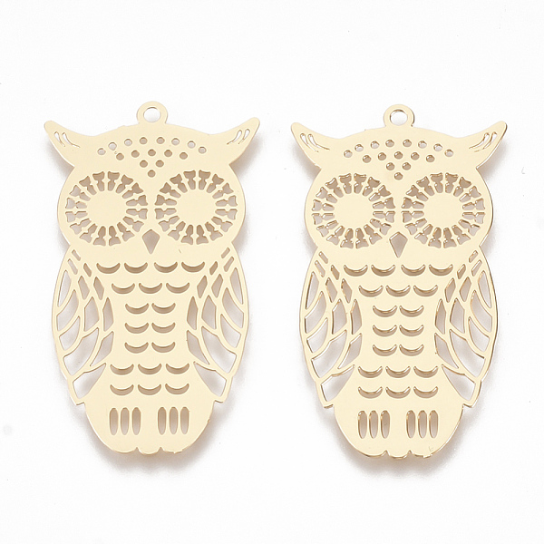 PandaHall Brass Pendants, Etched Metal Embellishments, Owl, Light Gold, 35x20x0.3mm, Hole: 1.4mm Brass Owl
PandaHall Brass Pendants, Etched Metal Embellishments, Owl, Light Gold, 35x20x0.3mm, Hole: 1.4mm Brass Owl