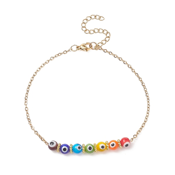 PandaHall Multi-Colored Handmade Evil Eye Lampwork Anklets, with 304 Stainless Steel Cable Chains, Golden, 8-5/8 inch(22cm) Lampwork
PandaHall Multi-Colored Handmade Evil Eye Lampwork Anklets, with 304 Stainless Steel Cable Chains, Golden, 8-5/8 inch(22cm) Lampwork