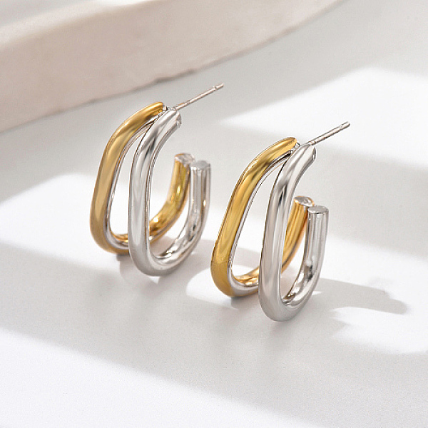 PandaHall Geometric Outline Design 304 Stainless Steel Double-layer Stud Earrings for Women, Golden & Stainless Steel Color, 27x11mm 304...
PandaHall Geometric Outline Design 304 Stainless Steel Double-layer Stud Earrings for Women, Golden & Stainless Steel Color, 27x11mm 304...