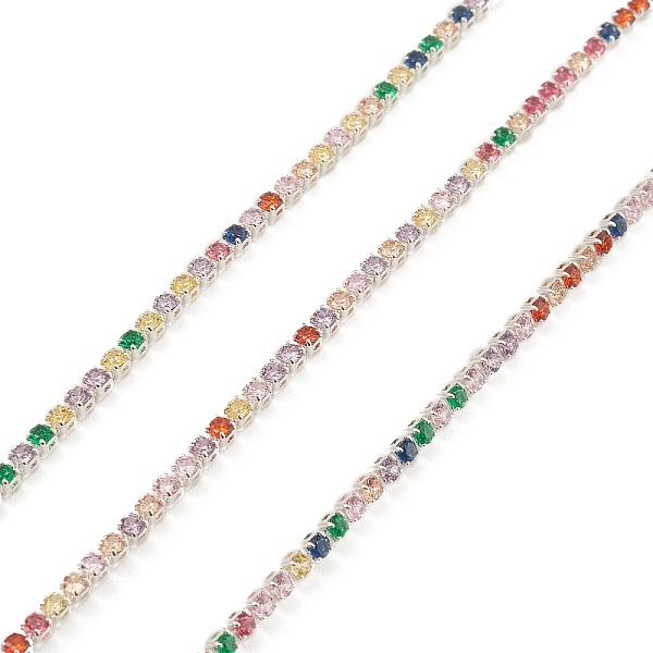 PandaHall Brass Link Chains, with Colorful Cubic Zirconia, Unwelded, with Spool, Silver, 2x2mm Brass
PandaHall Brass Link Chains, with Colorful Cubic Zirconia, Unwelded, with Spool, Silver, 2x2mm Brass