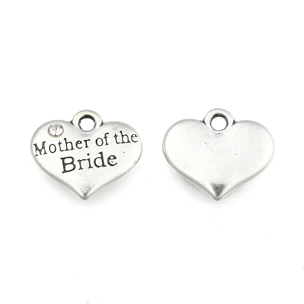 PandaHall Wedding Theme Antique Silver Tone Tibetan Style Alloy Heart with Mother of the Bride Rhinestone Charms, Cadmium Free & Lead Free..., Clear
PandaHall Wedding Theme Antique Silver Tone Tibetan Style Alloy Heart with Mother of the Bride Rhinestone Charms, Cadmium Free & Lead Free..., Clear