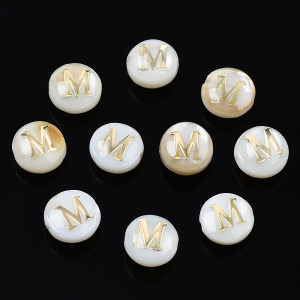 PandaHall Natural Freshwater Shell Beads, with Golden Plated Brass Etched Metal Embellishments, Flat Round with Letter, Seashell Color...
PandaHall Natural Freshwater Shell Beads, with Golden Plated Brass Etched Metal Embellishments, Flat Round with Letter, Seashell Color...