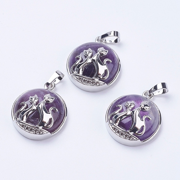 PandaHall Natural Amethyst Pendants, with Brass Findings, Flat Round with Fox, Platinum, 28~29x23~24x9~10mm, Hole: 5x7mm Amethyst Flat Round
PandaHall Natural Amethyst Pendants, with Brass Findings, Flat Round with Fox, Platinum, 28~29x23~24x9~10mm, Hole: 5x7mm Amethyst Flat Round