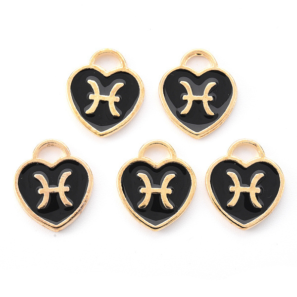 PandaHall Light Gold Plated Alloy Enamel Pendants, Constellations, Black Heart, Pisces, 14x12x1.8mm, Hole: 4mm Alloy+Enamel Pisces Black
PandaHall Light Gold Plated Alloy Enamel Pendants, Constellations, Black Heart, Pisces, 14x12x1.8mm, Hole: 4mm Alloy+Enamel Pisces Black