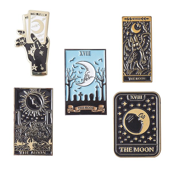 PandaHall 5Pcs 5 Style The Moon Tarot Card Enamel Pin, Gunmetal Brass Brooch for Backpack Clothes, Mixed Color, 30~35.5x14~22x2mm, pin..., Multicolor
PandaHall 5Pcs 5 Style The Moon Tarot Card Enamel Pin, Gunmetal Brass Brooch for Backpack Clothes, Mixed Color, 30~35.5x14~22x2mm, pin..., Multicolor