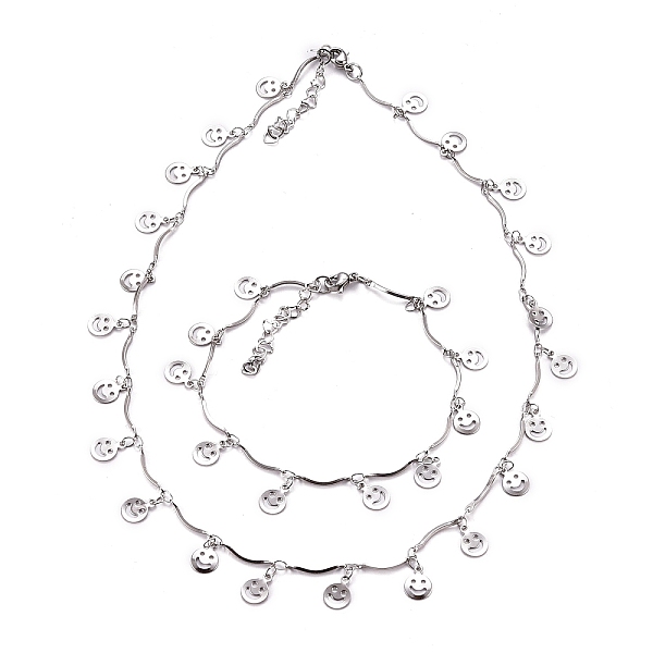 PandaHall Smile Face Charm Necklace & Bracelet Sets, with 304 Stainless Steel Scalloped Bar Link Chains and Lobster Claw Clasps, Stainless...
PandaHall Smile Face Charm Necklace & Bracelet Sets, with 304 Stainless Steel Scalloped Bar Link Chains and Lobster Claw Clasps, Stainless...