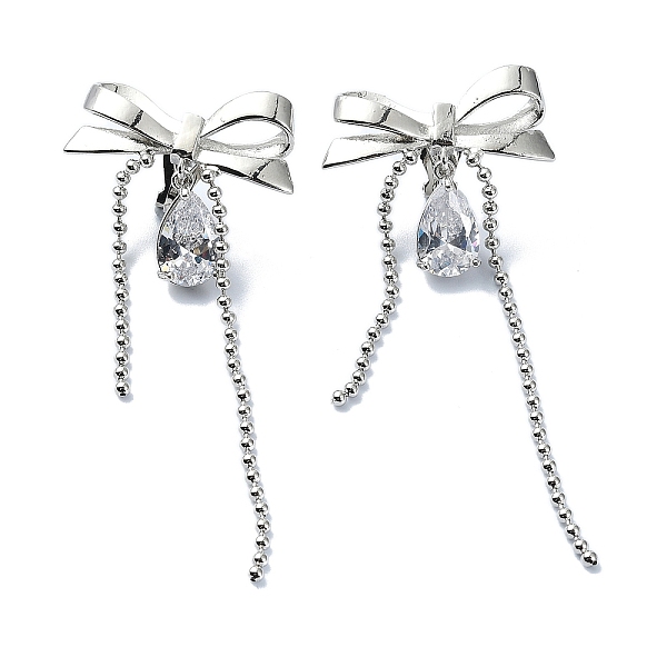 PandaHall Bowknot Brass Micro Pave Cubic Zirconia Clip-on Earrings, Chains Tassel Earrings, Long-Lasting Plated, Platinum, 72x30mm Cubic...
PandaHall Bowknot Brass Micro Pave Cubic Zirconia Clip-on Earrings, Chains Tassel Earrings, Long-Lasting Plated, Platinum, 72x30mm Cubic...