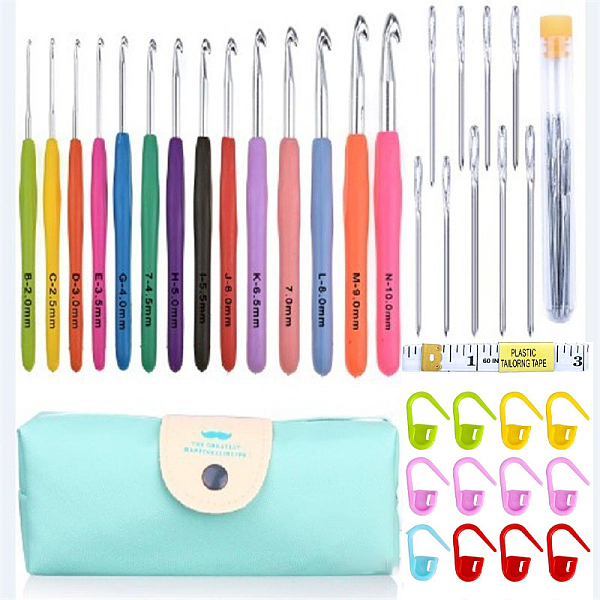PandaHall DIY Knitting Tool Sets, including Aluminum Crochet Hooks Needles, Random Color Plastic Locking Stitch Marker, Tape Measure, Needle..., Cyan
PandaHall DIY Knitting Tool Sets, including Aluminum Crochet Hooks Needles, Random Color Plastic Locking Stitch Marker, Tape Measure, Needle..., Cyan