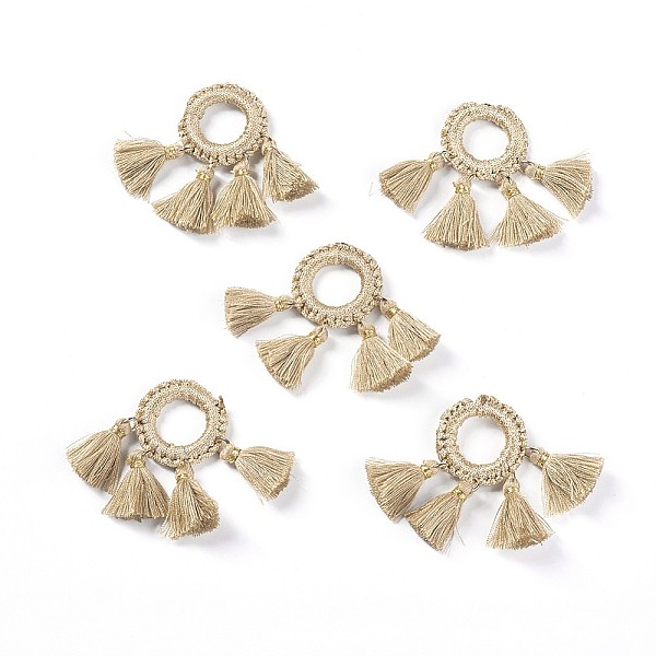 PandaHall Cotton Tassel Pendants, with Iron Findings, Golden, Khaki, 45.5~46x60~65x3~3.5mm, Hole: 14mm Cotton Yellow
PandaHall Cotton Tassel Pendants, with Iron Findings, Golden, Khaki, 45.5~46x60~65x3~3.5mm, Hole: 14mm Cotton Yellow